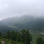 Malga Pradont mit Laugenspitze (im Nebel).